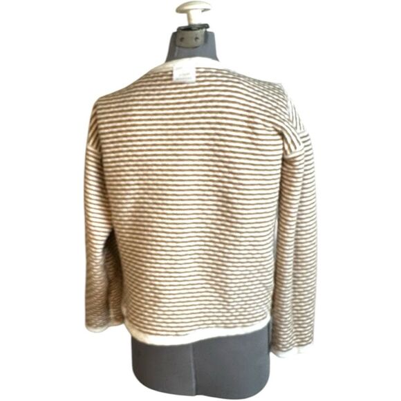 J.Crew Reversible Quilted Sweater cream and tan striped, Size small wardrobe - Picture 2 of 6
